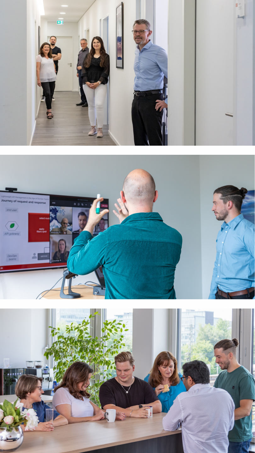 Mitarbeitende im Unternehmen bei Zusammenarbeit im Büro – professionelle Businessfotografie für authentische Bildsprache und klare Unternehmenskommunikation